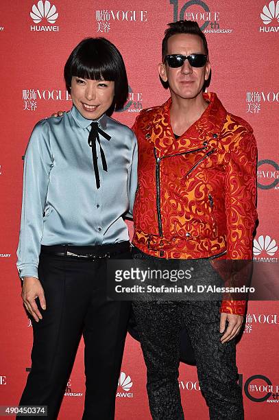 Angelica Cheung and Jeremy Scott attend Vogue China 10th Anniversary at Palazzo Reale on September 28, 2015 in Milan, Italy.