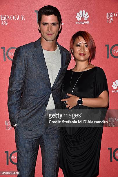 Sean O'Pry and Amy Lou attends Vogue China 10th Anniversary at Palazzo Reale on September 28, 2015 in Milan, Italy.