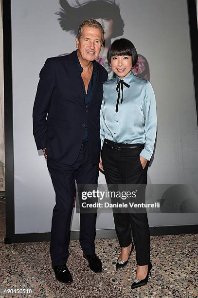 Mario Testino and Angelica Cheung attends Vogue China 10th Anniversary at Palazzo Reale on September 28, 2015 in Milan, Italy.