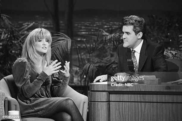 Pictured: Actress Crystal Bernard during an interview with guest host Jay Leno on September 25, 1991 --