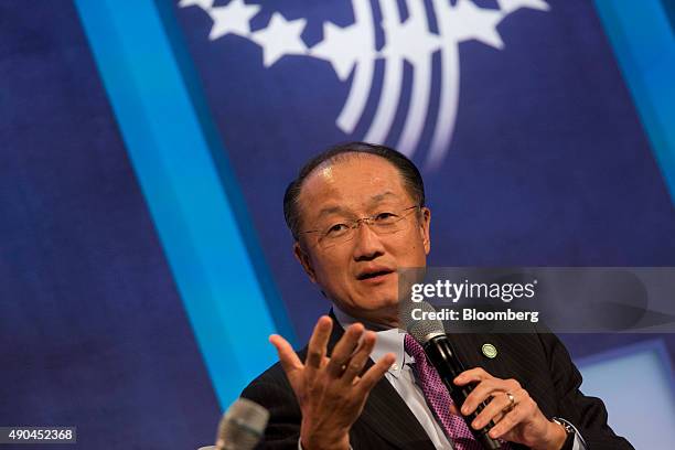 Jim Yong Kim, president of the World Bank Group, speaks during the annual meeting of the Clinton Global Initiative in New York, U.S., on Monday,...