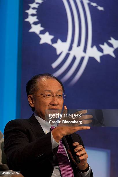 Jim Yong Kim, president of the World Bank Group, speaks during the annual meeting of the Clinton Global Initiative in New York, U.S., on Monday,...