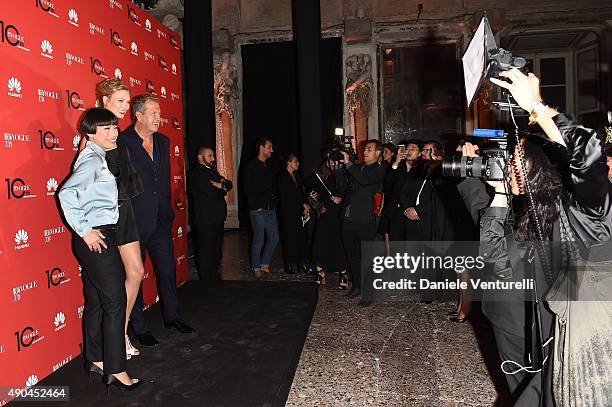 Angelica Cheung, Karlie Kloss and Mario Testino attends Vogue China 10th Anniversary at Palazzo Reale on September 28, 2015 in Milan, Italy.