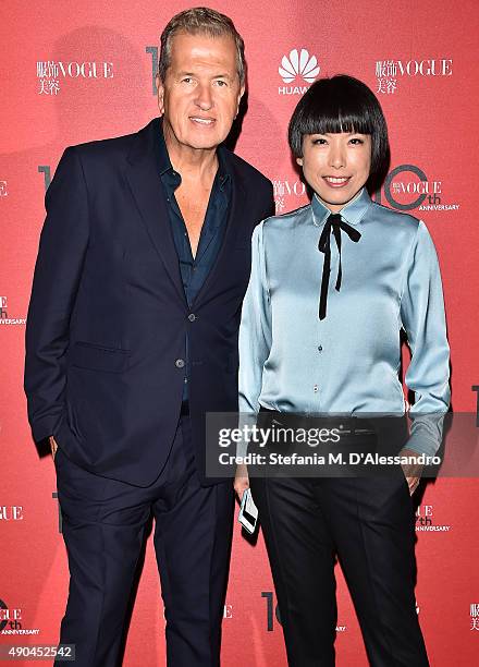 Mario Testino and Angelica Cheung attend Vogue China 10th Anniversary at Palazzo Reale on September 28, 2015 in Milan, Italy.