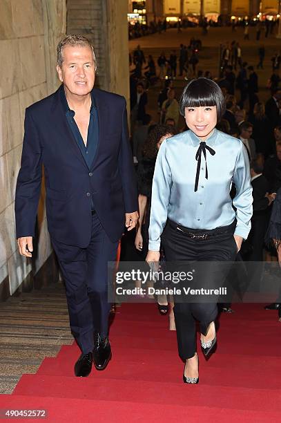 Mario Testino and Angelica Cheung attend Vogue China 10th Anniversary at Palazzo Reale on September 28, 2015 in Milan, Italy.