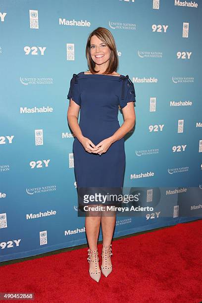 Co-anchor of The Today Show, Savannah Guthrie attends the 2015 Social Good Summit at 92Y on September 28, 2015 in New York City.