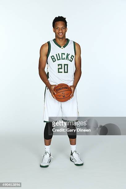Rashad Vaughn of the Milwaukee Bucks poses for a portrait during Media Day on September 28, 2015 at the Orthopaedic Hospital of Wisconsin Training...