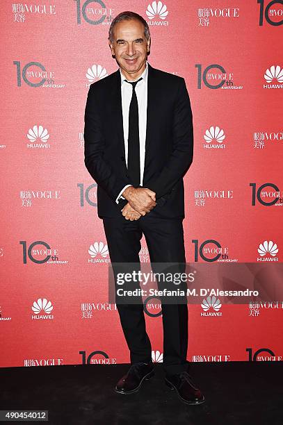 Carlo Capasa attends Vogue China 10th Anniversary at Palazzo Reale on September 28, 2015 in Milan, Italy.