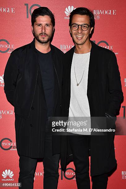 Alessandro Enriquez and Cesare Morisco attend Vogue China 10th Anniversary at Palazzo Reale on September 28, 2015 in Milan, Italy.