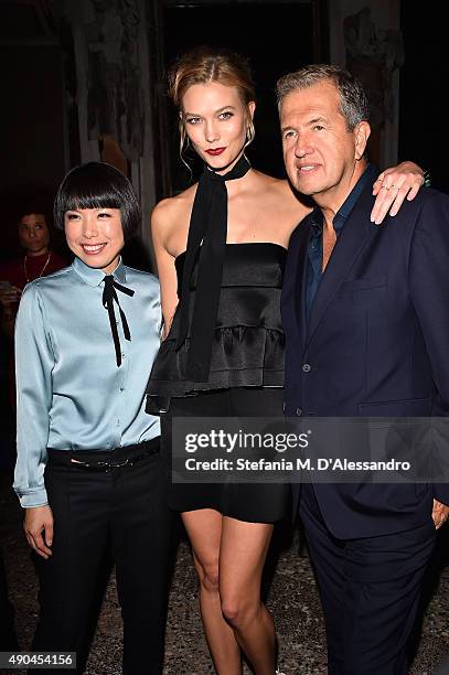 Angelica Cheung, Karlie Kloss and Mario Testino attends Vogue China 10th Anniversary at Palazzo Reale on September 28, 2015 in Milan, Italy.