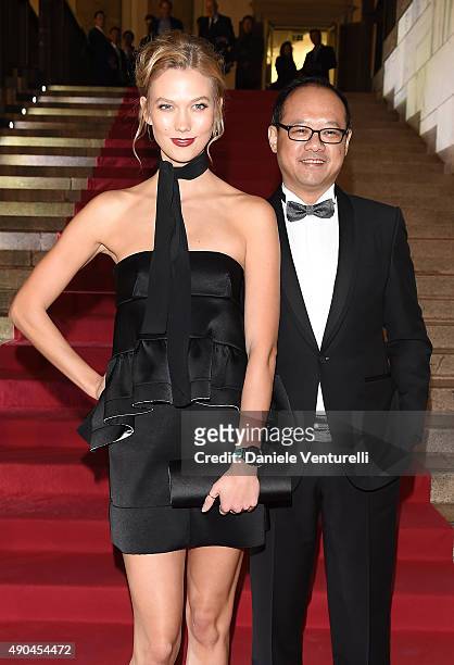 Huawe president Peng Bo and Karlie Kloss attend Vogue China 10th Anniversary at Palazzo Reale on September 28, 2015 in Milan, Italy.