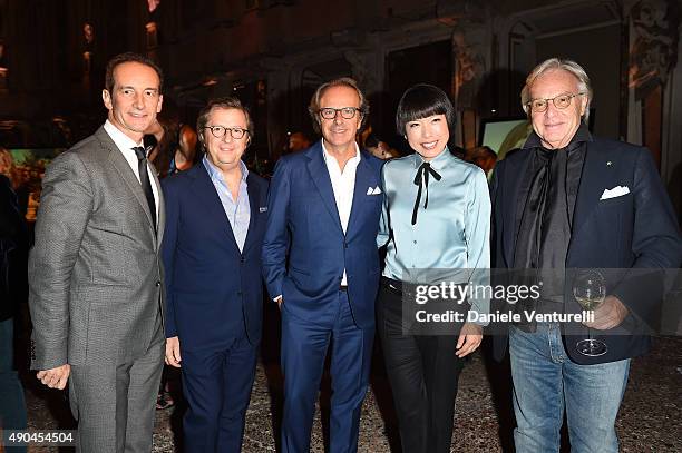 Guests, Andrea Della Valle, Angelica Cheung and Diego Della Valle attend Vogue China 10th Anniversary at Palazzo Reale on September 28, 2015 in...