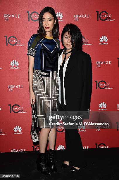 Dylan Xue and Masha Ma attends Vogue China 10th Anniversary at Palazzo Reale on September 28, 2015 in Milan, Italy.