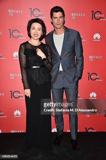 Sean O'Pry and Glory Zhang attend Vogue China 10th Anniversary at Palazzo Reale on September 28, 2015 in Milan, Italy.