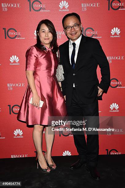 Anita Chang and Mr Zhang attend Vogue China 10th Anniversary at Palazzo Reale on September 28, 2015 in Milan, Italy.