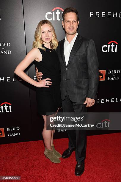 Visual artist Sophie Flack and actor Josh Charles attend the "Freeheld" New York premiere at the Museum of Modern Art on September 28, 2015 in New...