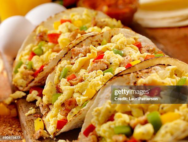 breakfast taco - home made tacos stock pictures, royalty-free photos & images