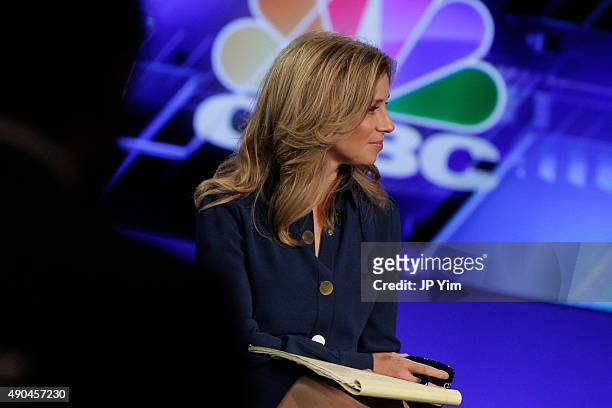 S Becky Quick moderates a panel discussion during the third day of the 2015 Clinton Global Initiative's Annual Meeting at the Sheraton New York Hotel...