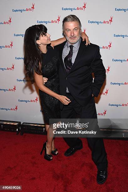 Hilaria Baldwin and Alec Baldwin attend the 9th Annual Exploring The Arts Gala founded by Tony Bennett and his wife Susan Benedetto at Cipriani 42nd...