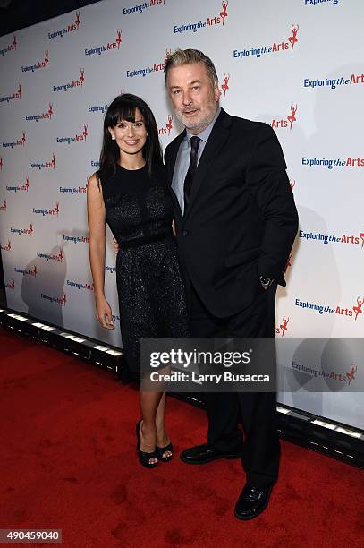 Hilaria Baldwin and Alec Baldwin attend the 9th Annual Exploring The Arts Gala at Cipriani 42nd Street on September 28, 2015 in New York City.