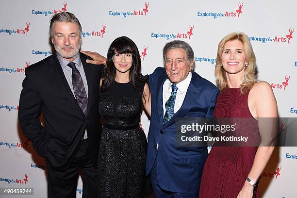 Alec Baldwin, Hilaria Baldwin, Tony Bennett and ETA Co-Founder & Board President Susan Benedetto attend the 9th Annual Exploring The Arts Gala...