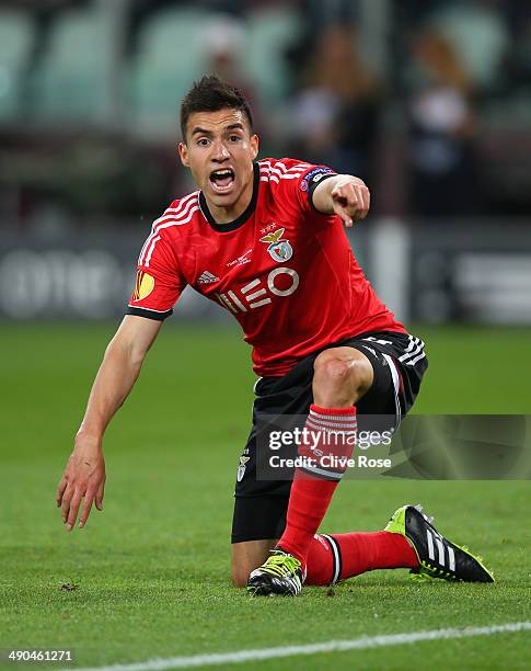 Nicolas Gaitan of Benfica reacts after being brought down in the area during the UEFA Europa League Final match between Sevilla FC and SL Benfica at...