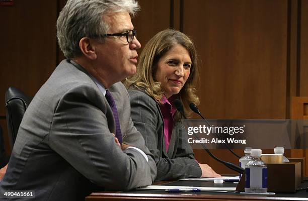 Sen. Tom Coburn speaks as Director of the White House Office of Management and Budget Sylvia Mathews Burwell testifies during her confirmation...