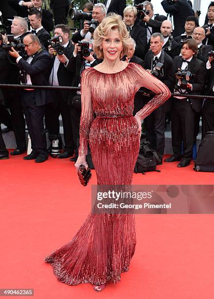Actress Jane Fonda attends the opening ceremony and "Grace of Monaco" premiere at the 67th Annual Cannes Film Festival on May 14, 2014 in Cannes,...