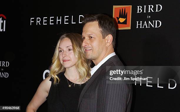 Actor Josh Charles and wife Sophie Flack attend the "Freeheld" New York premiere at Museum of Modern Art on September 28, 2015 in New York City.