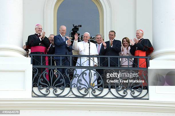 Walt Disney Television via Getty Images NEWS 9/24/15 Pope Francis is joined by Vice President Joseph Biden, Speaker of the House John Boehner and...