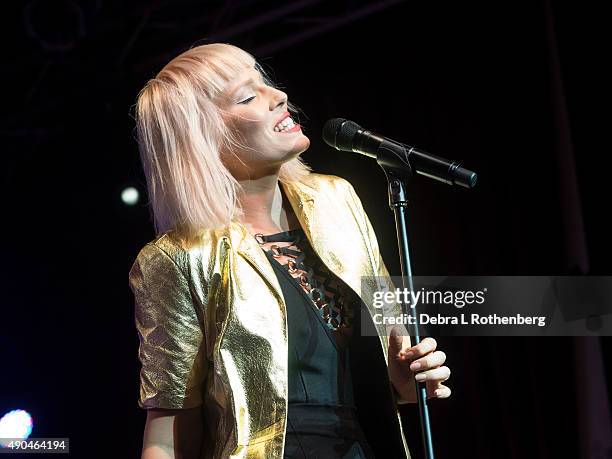 Musician Natasha Bedingfield performs during the Rock In A Free World at Highline Ballroom on September 28, 2015 in New York City.