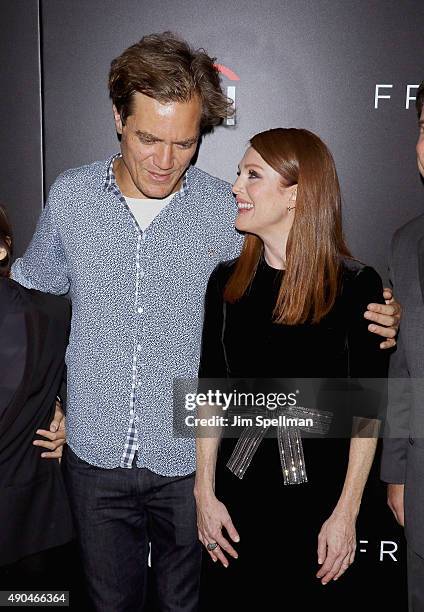 Actors Michael Shannon and Julianne Moore attend the "Freeheld" New York premiere at Museum of Modern Art on September 28, 2015 in New York City.