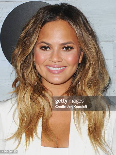 Model Chrissy Teigen arrives at go90 Sneak Peek at Wallis Annenberg Center for the Performing Arts on September 24, 2015 in Beverly Hills, California.