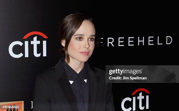 Actress Ellen Page attends the "Freeheld" New York premiere at Museum of Modern Art on September 28, 2015 in New York City.