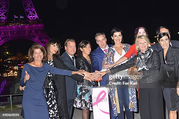 Marielle Fournier, Mathilda May, Estee Lauder France CEO Henk Van Der Mark, Anne Hidalgo, a guest, Cristina Cordula, Frederique Bel, Sophie Davant...