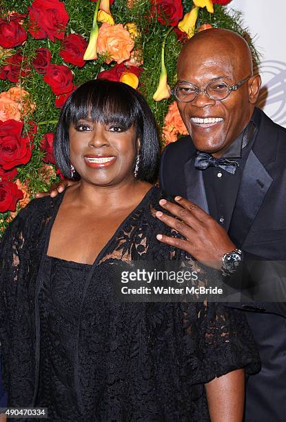 LaTanya Richardson and Samuel L. Jackson attend the American Theatre Wing honors James Earl Jones at the Plaza Hotel on September 28, 2015 in New...