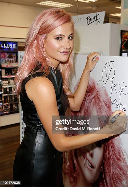 Pixie Lott releases PAINT by Pixie Lott exclusively at Superdrug, Oxford Street on September 29, 2015 in London, England.