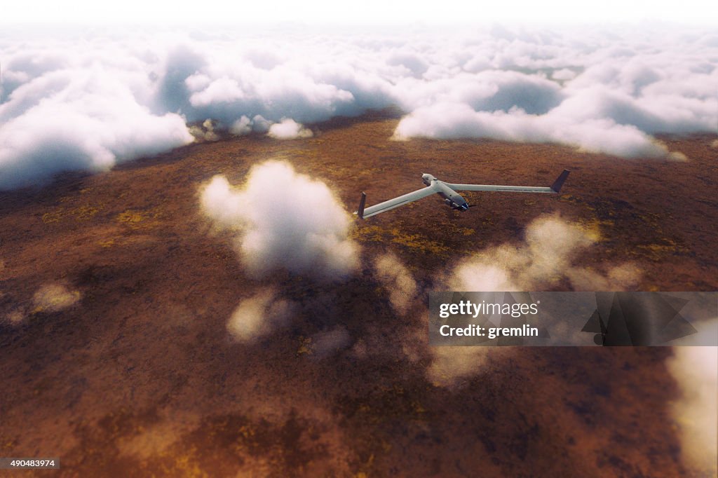 UAV on the mission above the clouds
