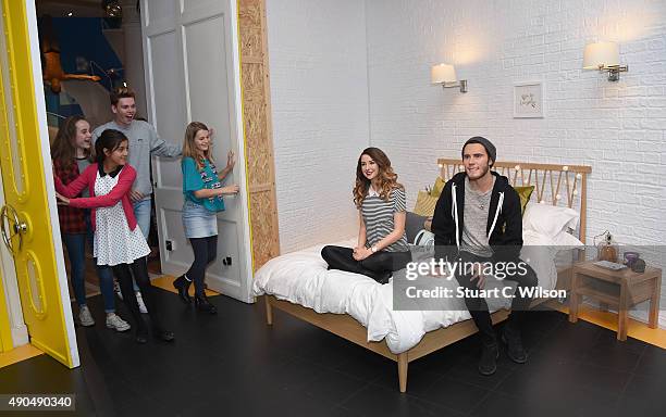 The new wax figures of Vlog Stars Zoella, Zoe Sugg, and Alfie Deyes are unveiled in the new YouTube area at Madame Tussauds on September 29, 2015 in...