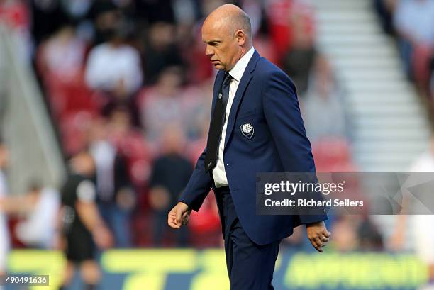 Leeds United manager Uwe Rosler during the Sky Bet Championship match between Middlesbrough and Leeds United at the Riverside on September 27, 2015...