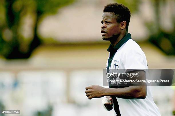 Yves Baraye of Parma looks over durnig the Serie D match between Mezzolara and Parma Calcio 1913 at on September 27, 2015 in Budrio, Italy.