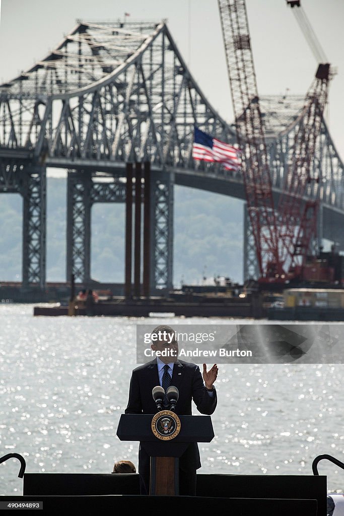 President Obama Speaks On Infrastructure Near New York's Tappan Zee Bridge