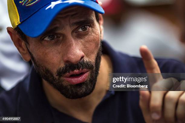 Henrique Capriles, governor of the state of Miranda and a former presidential candidate in the last two elections, speaks during an interview while...