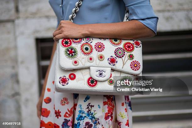 Chanel bag seen during Milan Fashion Week Spring/Summer 16 on September 27, 2015 in Milan, Italy.