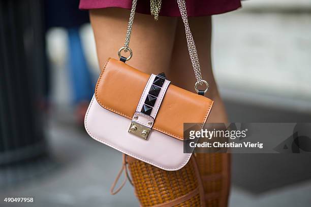 Valentino bag seen during Milan Fashion Week Spring/Summer 16 on September 27, 2015 in Milan, Italy.