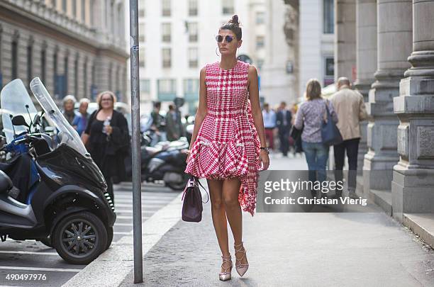 Giovanna Battaglia during Milan Fashion Week Spring/Summer 16 on September 27, 2015 in Milan, Italy.