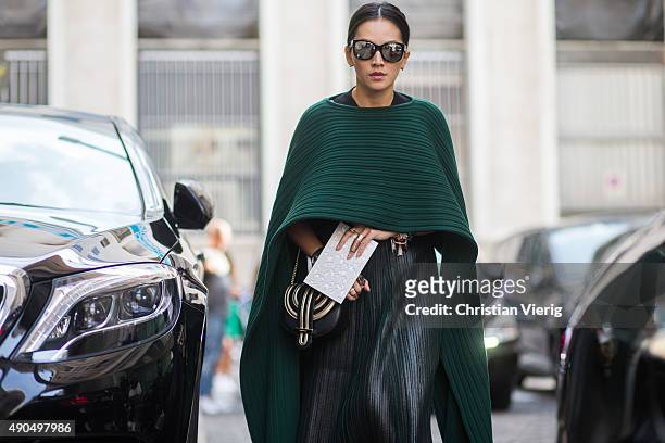 Tina Leung during Milan Fashion Week Spring/Summer 16 on September 27, 2015 in Milan, Italy.