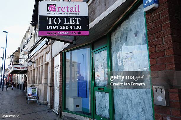 Business premises is advertised for let in the high street on September 29, 2015 in Redcar, England. Following the announcement by SSI UK that the...
