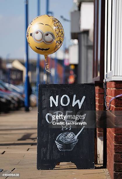 Display board from a shop stands outside a business in the high street on September 29, 2015 in Redcar, England. Following the announcement by SSI UK...