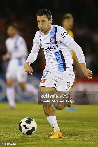 Robert Koren of the City uns with the ball during the FFA Cup Quarter Final match between Heidleberg United and Melbourne City FC at Olympic Village...